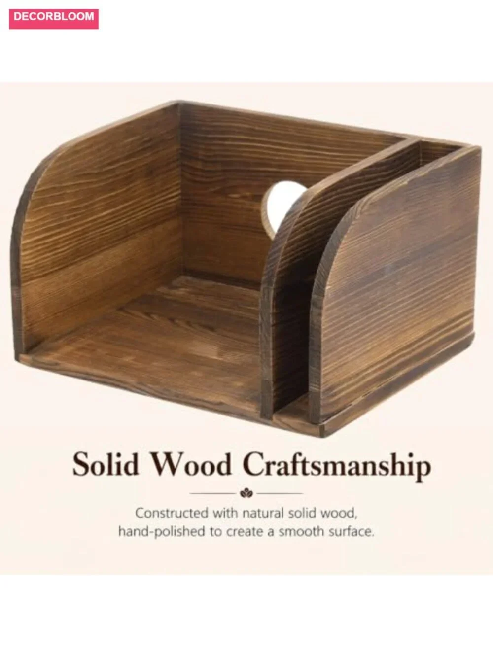 Solid Wood Coffee Bar Organizer Station with Cord Hole for Kitchen Counter